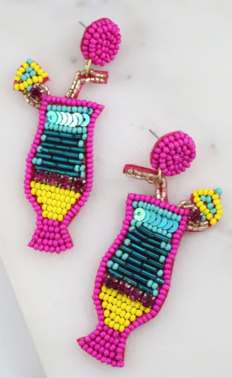 Strawberry Daiquiri Beaded Earrings