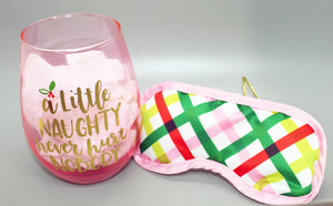 Little Naughty Wine Glass and Eye Mask